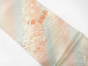 観世水に秋草模様織り出し　袋帯